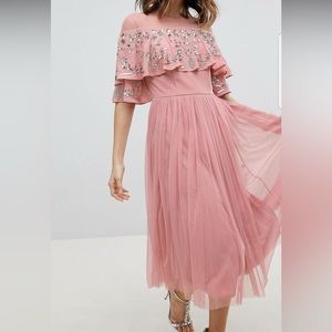 Maya for ASOS- sequin tulle cocktail midi dress US 10, UK 14